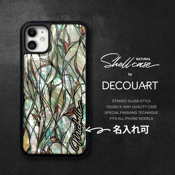 Natural shell stained glass floral iPhone case – Decouart
