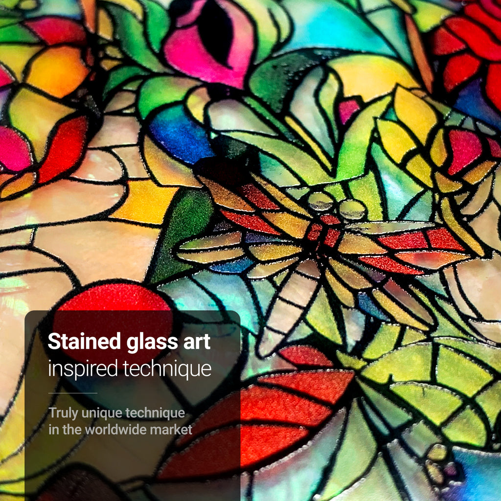 Natural shell stained glass floral iPhone case - Decouart