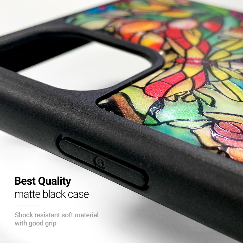 Natural shell stained glass floral iPhone case - Decouart