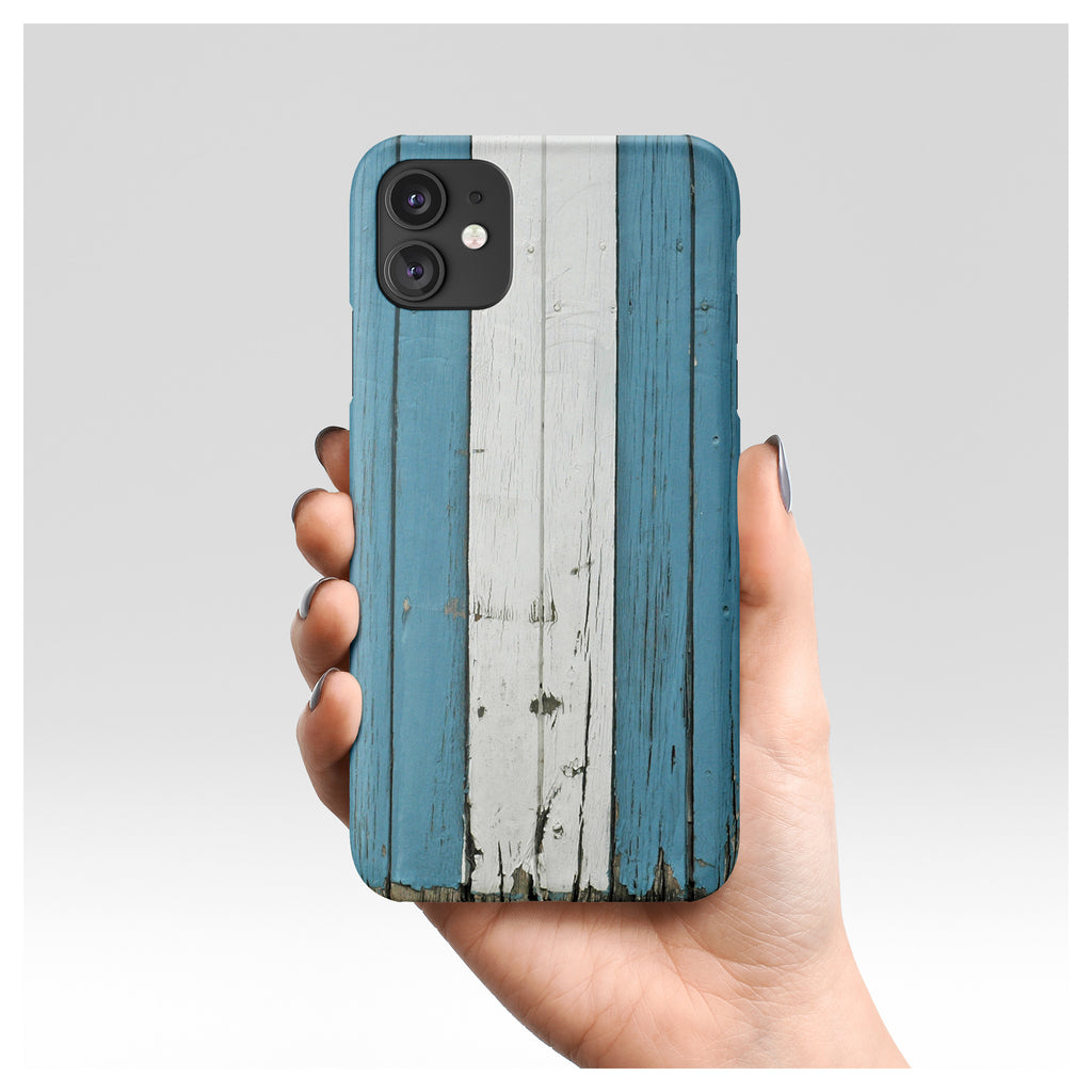 Blue white wood iPhone 16 case - Decouart