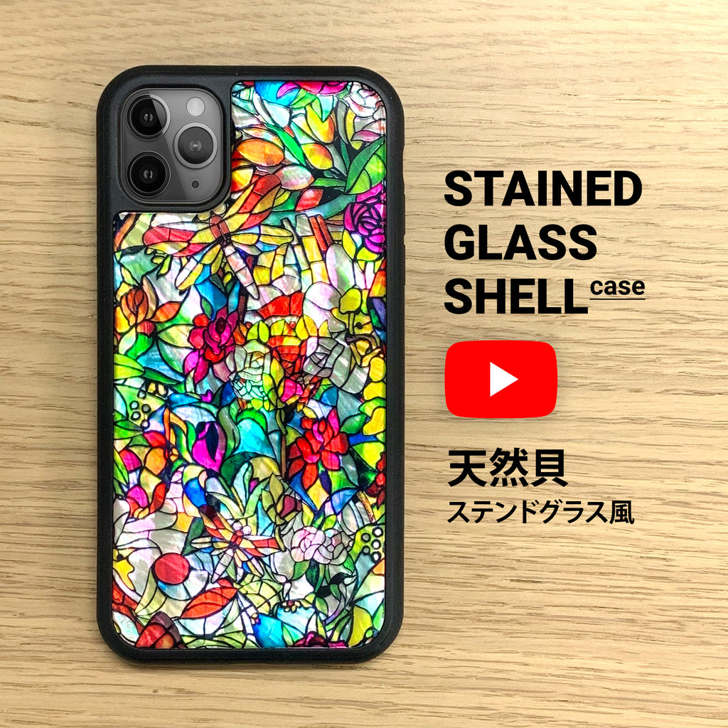 Natural shell stained glass floral iPhone case - Decouart