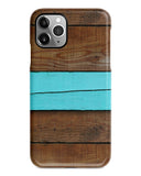 Mint stripe wood iPhone 14 case S460B