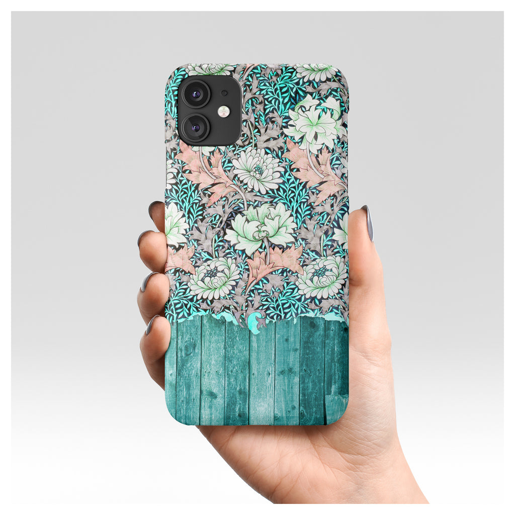 Mint wood floral iPhone 16 case S553 - Decouart