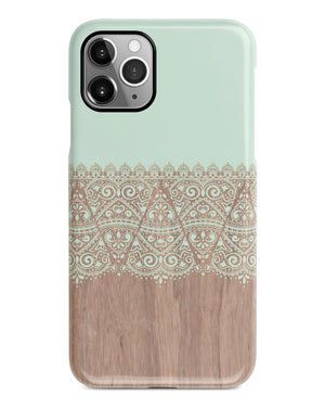 Mint lace wood iPhone 12 case S633 - Decouart