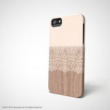 Cream lace wood iPhone 12 case S634 - Decouart