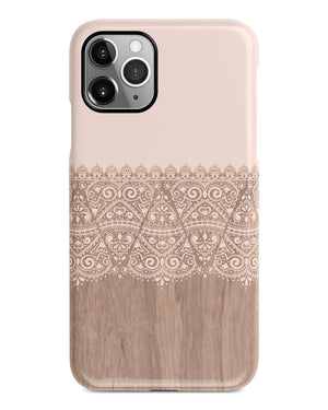 Cream lace wood iPhone 12 case S634 - Decouart