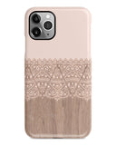 Cream lace wood iPhone 14 case S634