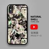Natural shell black floral iPhone case - Decouart