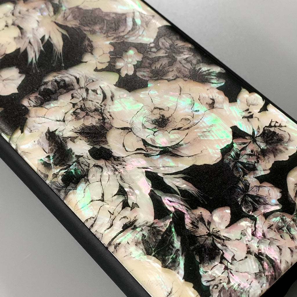 Natural shell black floral iPhone case - Decouart