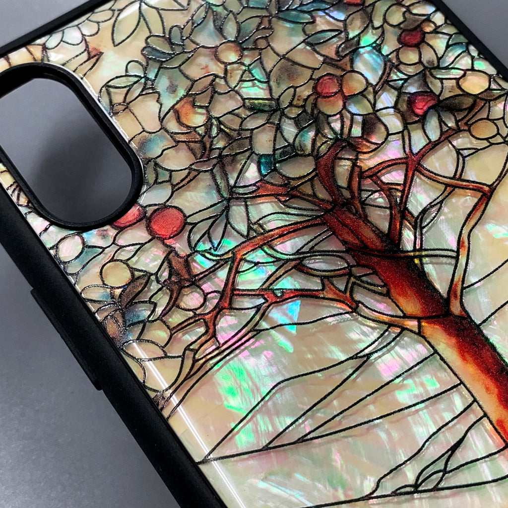Natural shell stained glass style tree of life iPhone case - Decouart