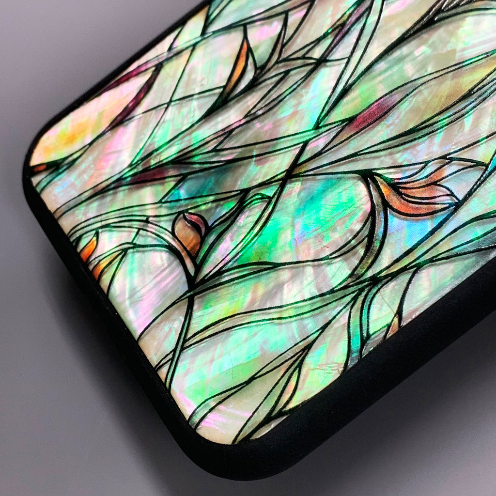 Natural shell stained glass floral iPhone case - Decouart