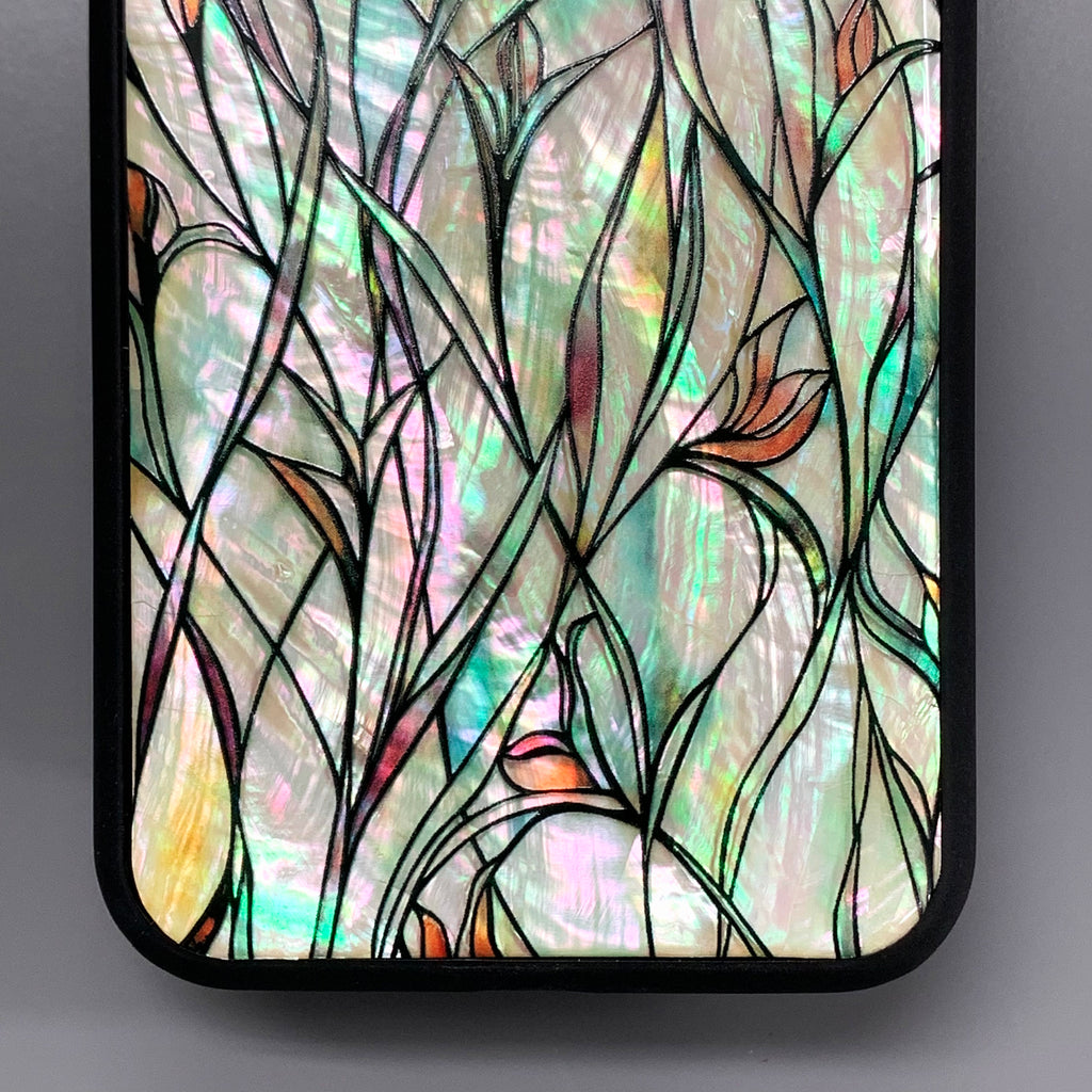 Natural shell stained glass floral iPhone case - Decouart