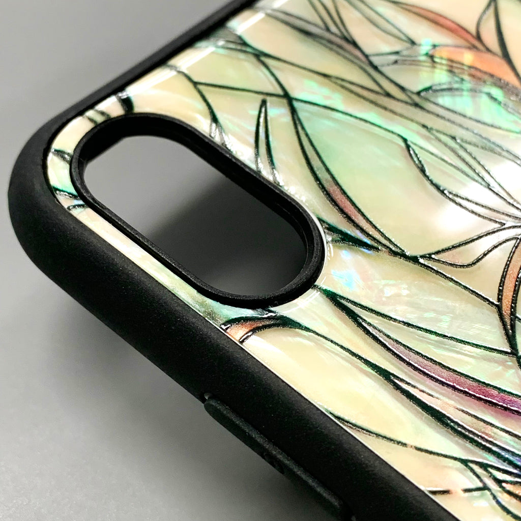 Natural shell stained glass floral iPhone case - Decouart