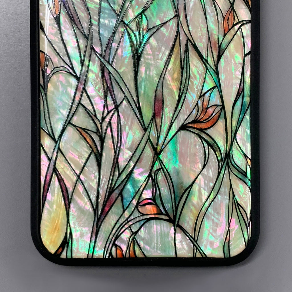 Natural shell stained glass floral iPhone case - Decouart