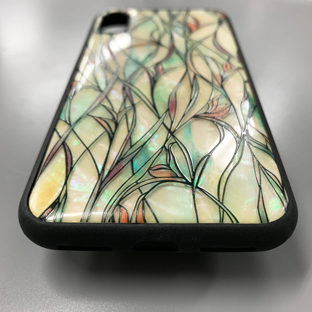 Natural shell stained glass floral iPhone case - Decouart