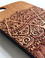 REAL WOOD ENGRAVED FLORAL IPHONE CASE