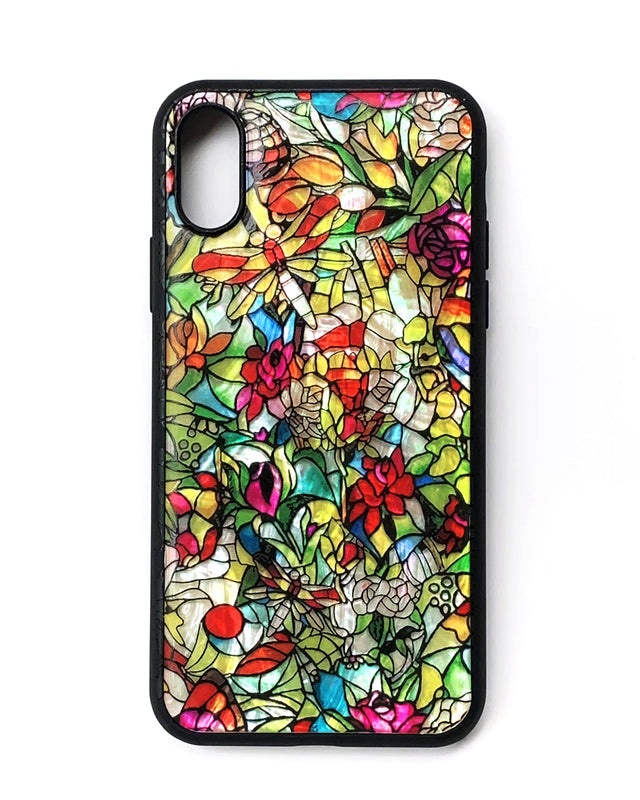 Natural shell stained glass floral iPhone case - Decouart