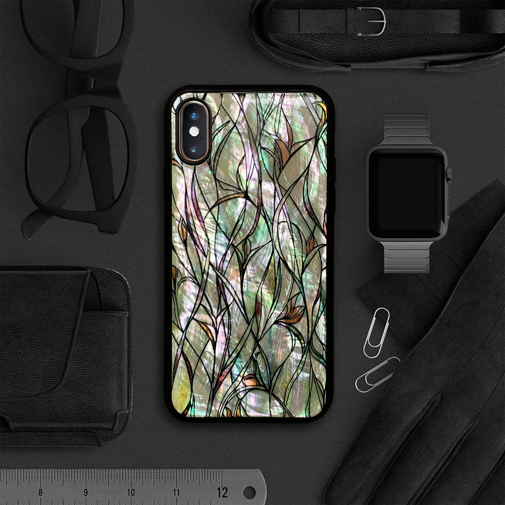 Natural shell stained glass floral iPhone case