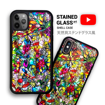 Natural shell stained glass floral iPhone case - Decouart