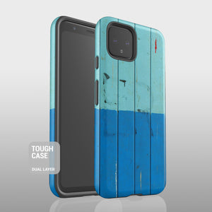 Blue wood grain stripes Google Pixel case S008 - Decouart