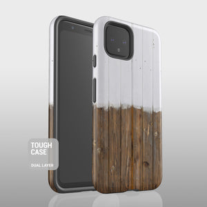 White wood grain stripes Google Pixel case S009 - Decouart