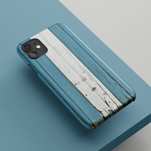 Blue white wood iPhone case