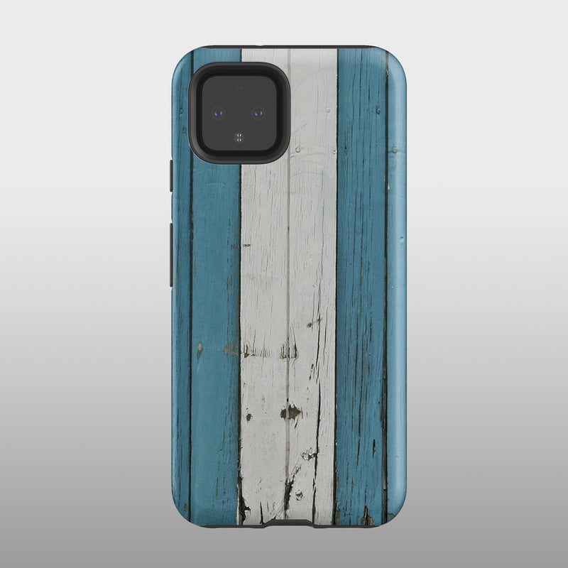 Blue white wood grain stripes Google Pixel case S010 - Decouart
