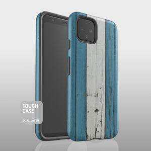 Blue white wood grain stripes Google Pixel case S010 - Decouart