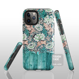 Mint wood floral iPhone 14 case S553