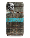 Wood with mint stripe iPhone 14 case S589