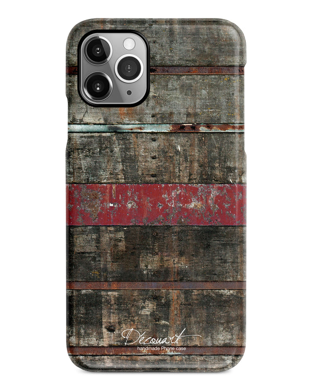 Wood with red stripe iPhone 12 case S592 - Decouart