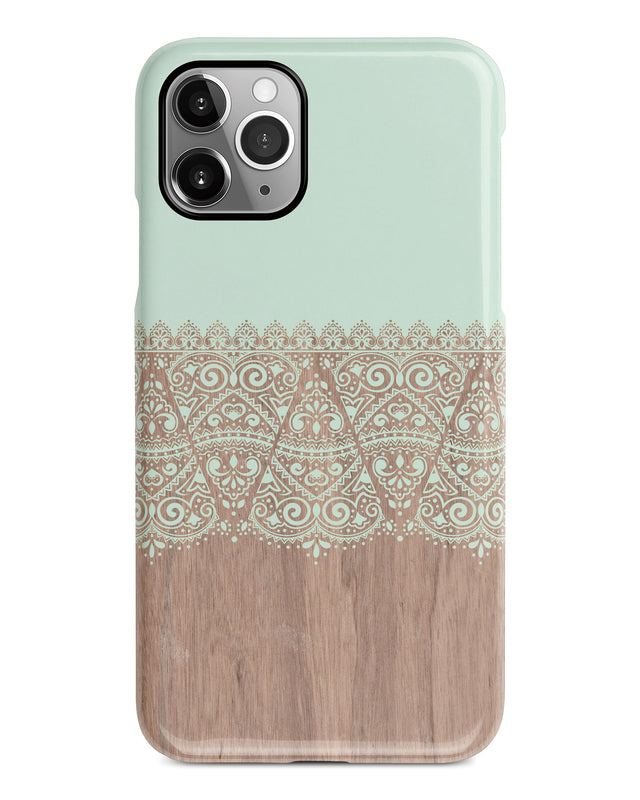 Mint lace wood iPhone 12 case S633 - Decouart