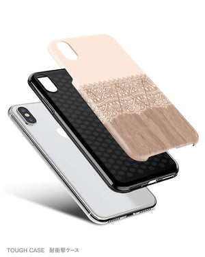Cream lace wood iPhone 12 case S634 - Decouart