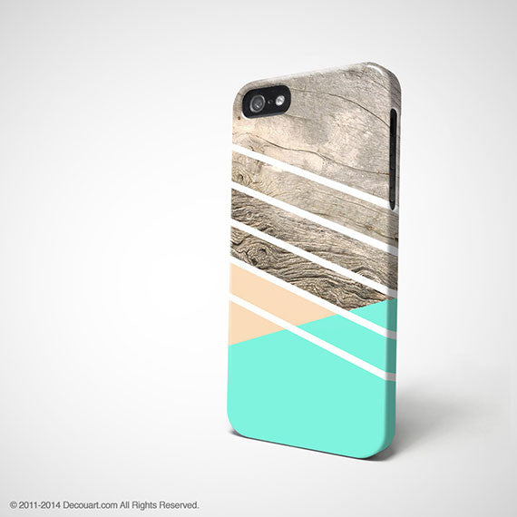Mint wood geometric iPhone 12 case S688 - Decouart