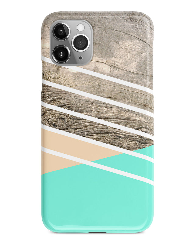 Mint wood geometric iPhone 12 case S688 - Decouart