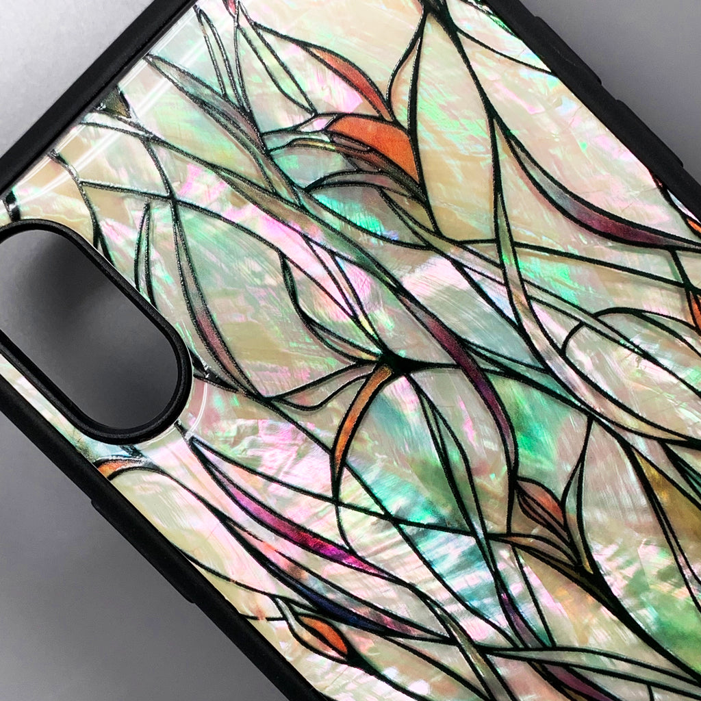 Natural shell stained glass floral iPhone case