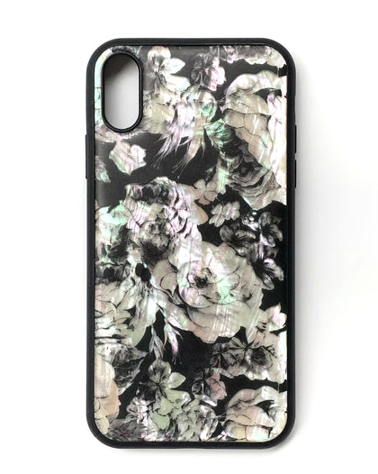 Natural shell black floral iPhone case - Decouart
