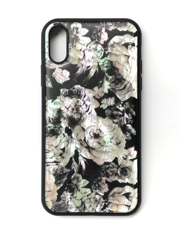 Natural shell black floral iPhone case